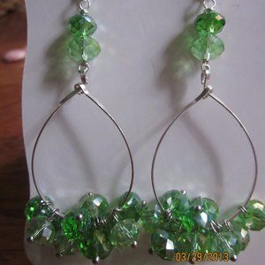 Multi-Green Crystal Chandelier Earrings